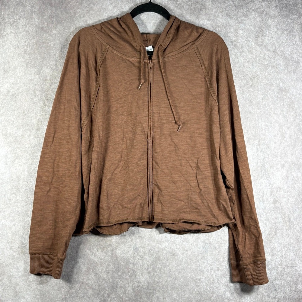 PINK Victoria's Secret Hoodie Sweatshirt Womens Size XL Brown Full Zip Cropped